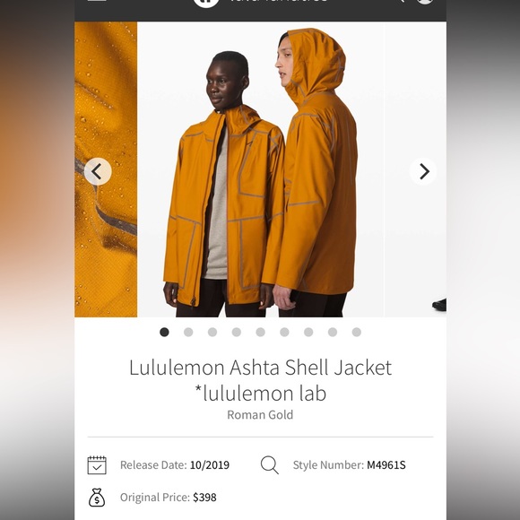 lululemon athletica Men's Golden Yellow Raincoat - Picture 8 of 8